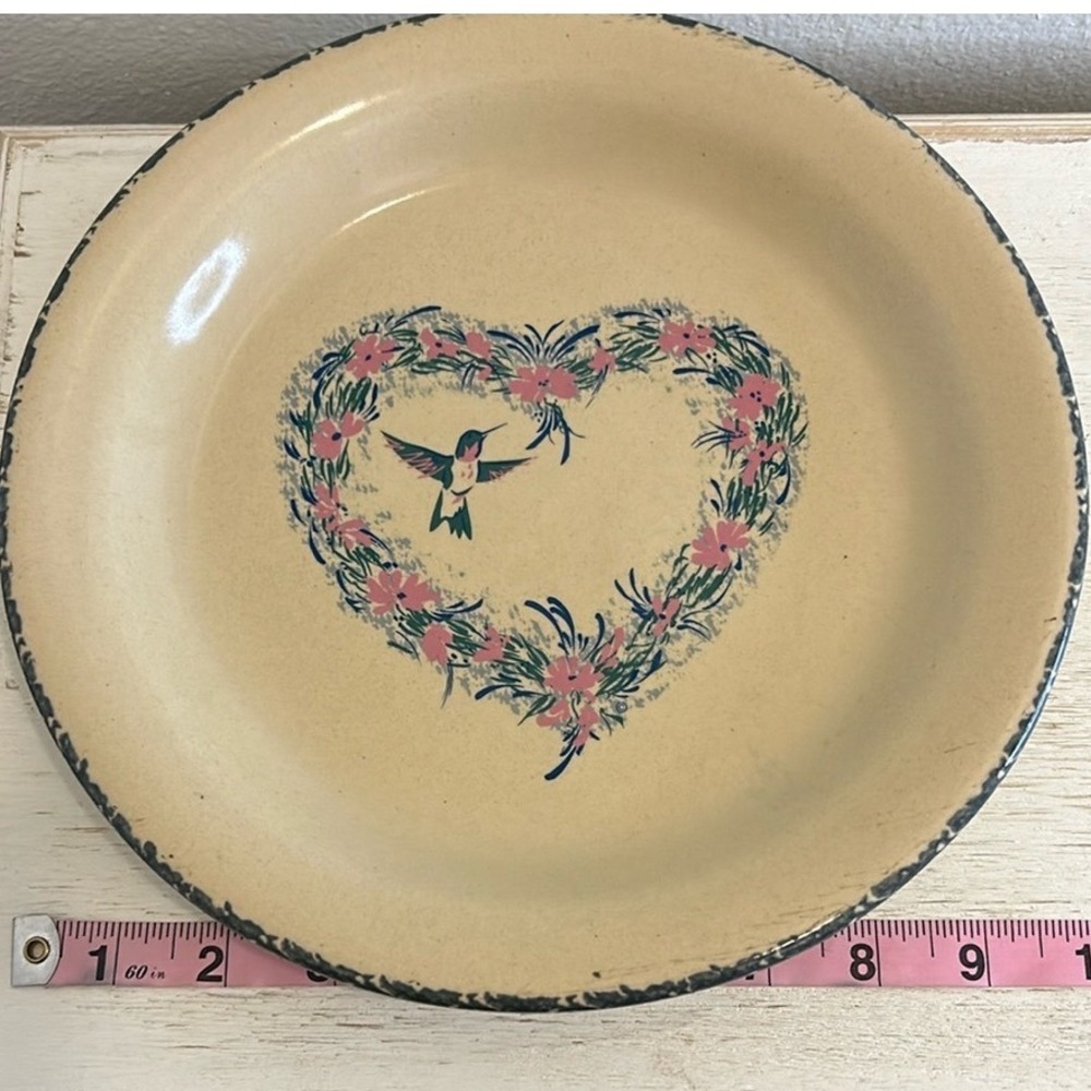 Home & Garden Party Hummingbird Heart Stoneware Dinner Plate 10" Vintage